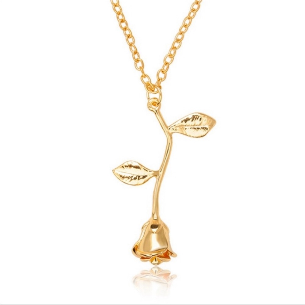✨ gold hanging rose necklace